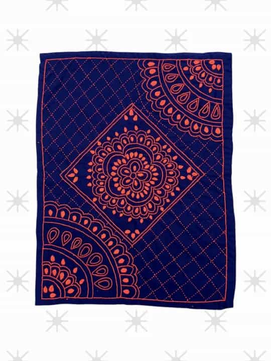 Baby Nakshi Katha Combo Set (4 Pcs) – Soft Cotton5 Navy Blue Baby Nakshi Katha Combo Set (4 Pcs) | Handmade Cotton Bedding | Suta.bd