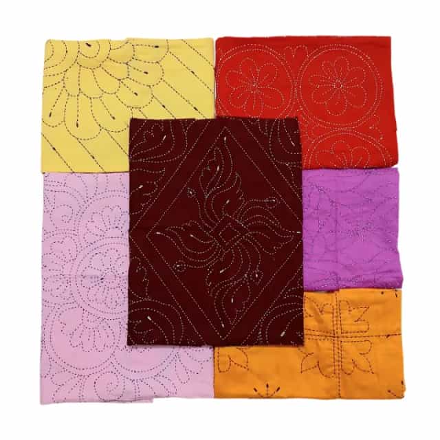 Combo Pack of 6 Pieces Baby Nokshi Katha – Multicolor1 Premium Baby Nakshi Katha Combo Pack (6 Pcs) | 3-Layer Handmade Cotton Bedding | Suta.bd