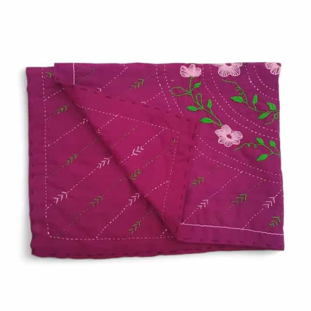 Handmade Baby Nokshi Katha Set (32×22 inch) with Pillow & 2 Bolster2 Handmade Plum Purple Nakshi Katha Set (4 Pcs) | Cotton Baby Bedding with Free Gift | Suta.bd