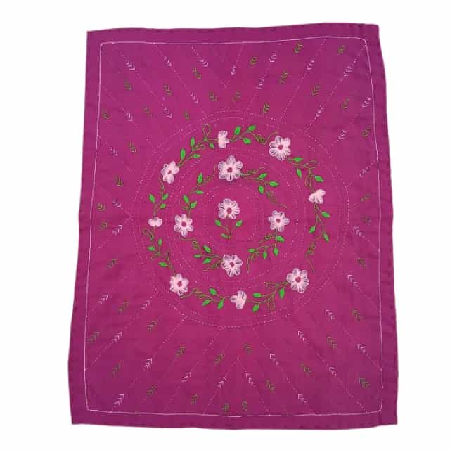 Handmade Baby Nokshi Katha Set (32×22 inch) with Pillow & 2 Bolster5 Handmade Plum Purple Nakshi Katha Set (4 Pcs) | Cotton Baby Bedding with Free Gift | Suta.bd