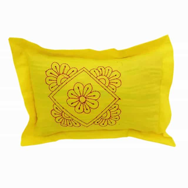 Handmade Nakshi Katha Set 4 Pcs Soft Cotton Baby Bedding Set Baby Quilt + Pillow + 2 Bolster6 Handmade Nakshi Katha Set (4 Pcs) | Soft Cotton Baby Bedding Set | Bright Yellow | Suta.bd
