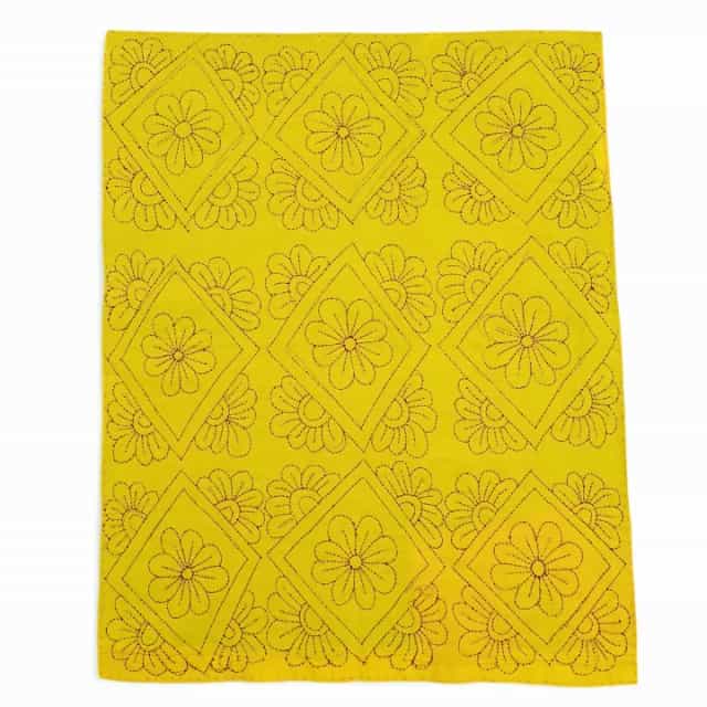 Handmade Nakshi Katha Set 4 Pcs Soft Cotton Baby Bedding Set Baby Quilt + Pillow + 2 Bolster7 Handmade Nakshi Katha Set (4 Pcs) | Soft Cotton Baby Bedding Set | Bright Yellow | Suta.bd