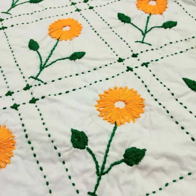 Premium Baby Nakshi Katha Towel Cotton Handmade Embroidery Soft Baby Kantha 35×26 Inch Sunflower Design3 Premium Baby Nakshi Katha Towel | Handmade Sunflower Embroidery (35x26 Inch)