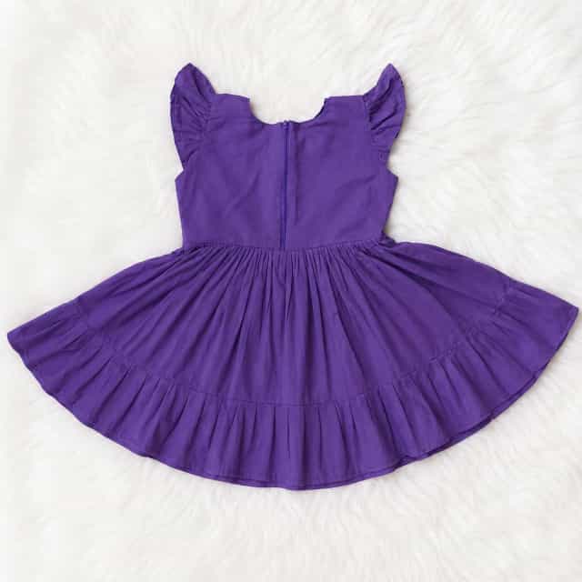 Purple Daisy Flower Embroidery Baby Girl Dress | Handmade Cotton Frock Purple Daisy Flower Embroidery Baby Girl Dress | Handmade Cotton Frock