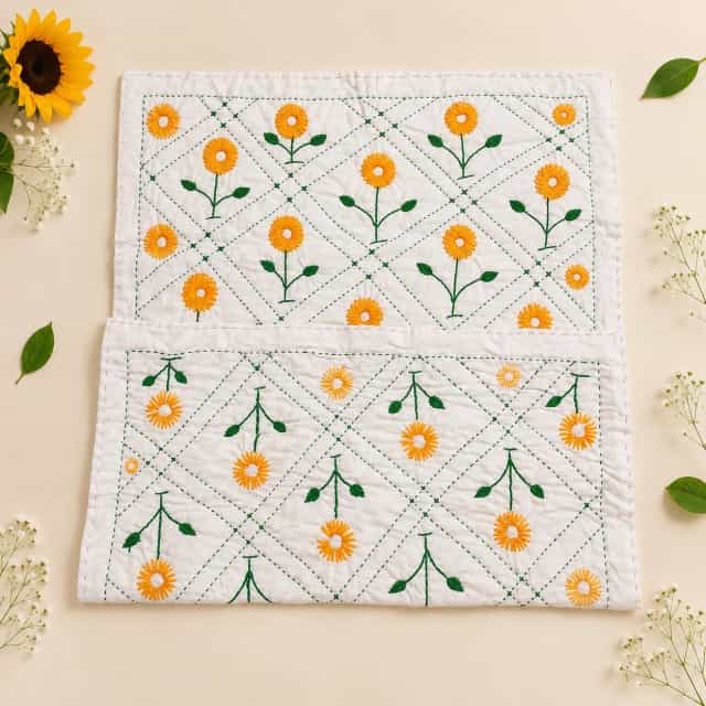 S6d1f60bd2b3f4db5876f45e970bddfa1t.jpg_2200x2200q80.jpg_ Premium Baby Nakshi Katha Towel | Handmade Sunflower Embroidery (35x26 Inch)