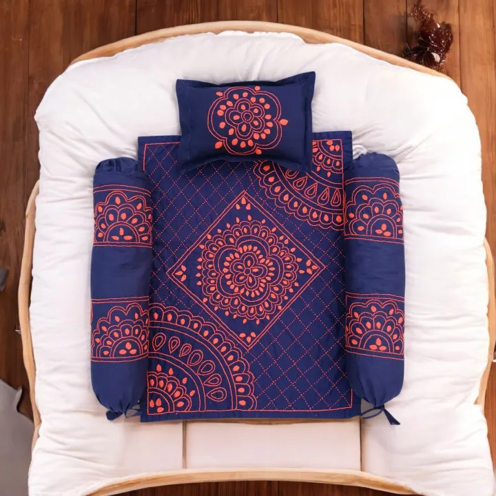 Navy Blue Baby Nakshi Katha Combo Set (4 Pcs)