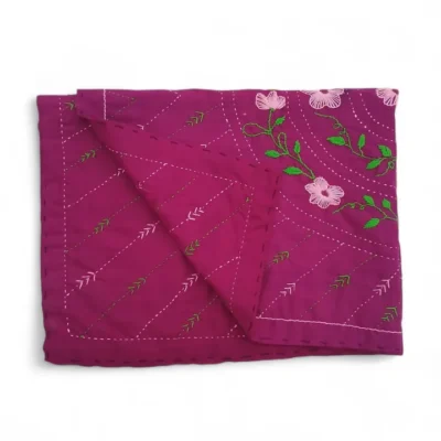 Handmade Plum Purple Nakshi Katha Set (4 Pcs) | Cotton Baby Bedding with Free Gift | Suta.bd