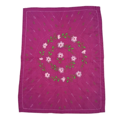 Handmade Plum Purple Nakshi Katha Set (4 Pcs) | Cotton Baby Bedding with Free Gift | Suta.bd