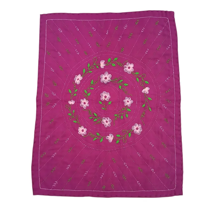 Handmade Plum Purple Nakshi Katha Set (4 Pcs) | Cotton Baby Bedding with Free Gift | Suta.bd