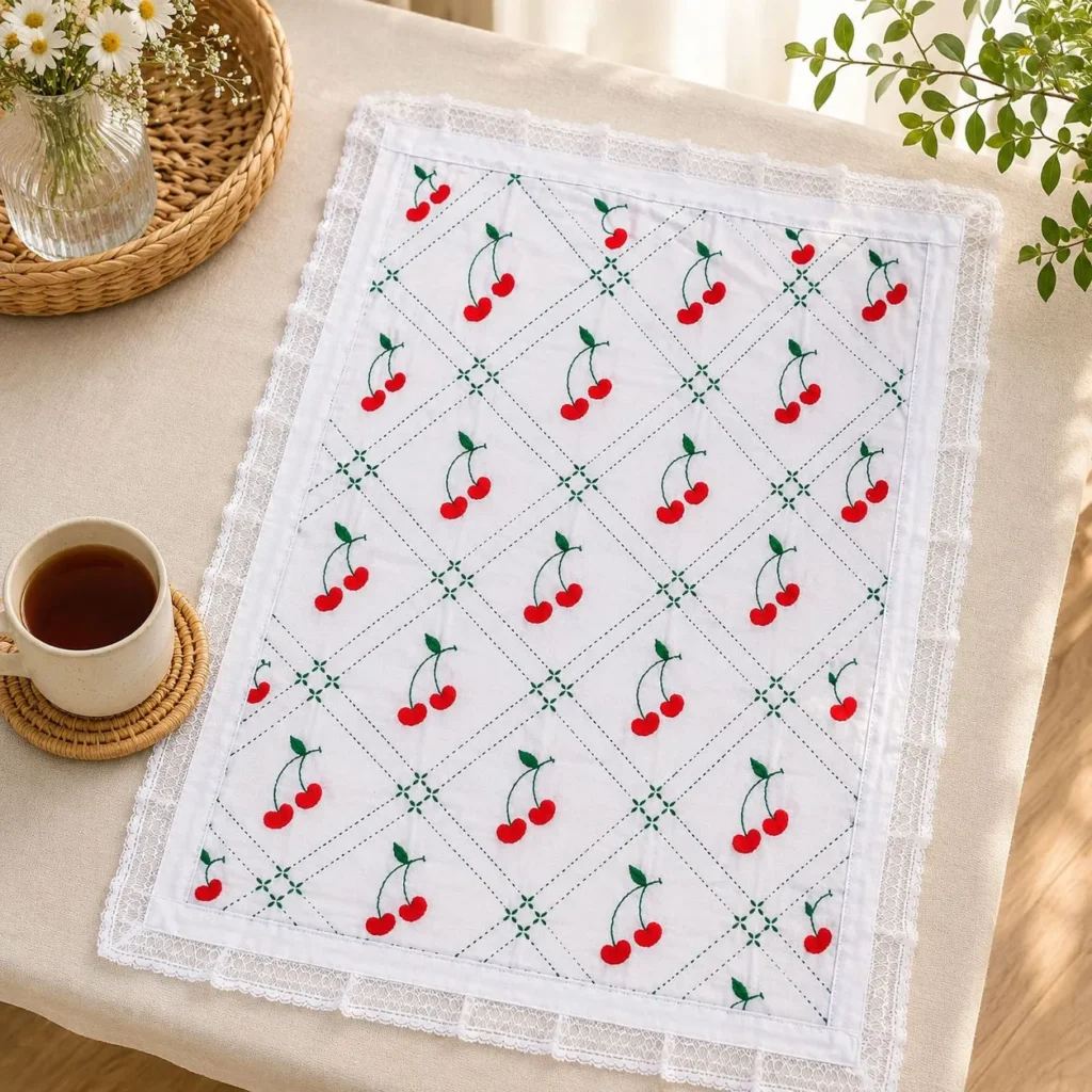 Handmade Cherry Nakshi Katha Set (3 Part)