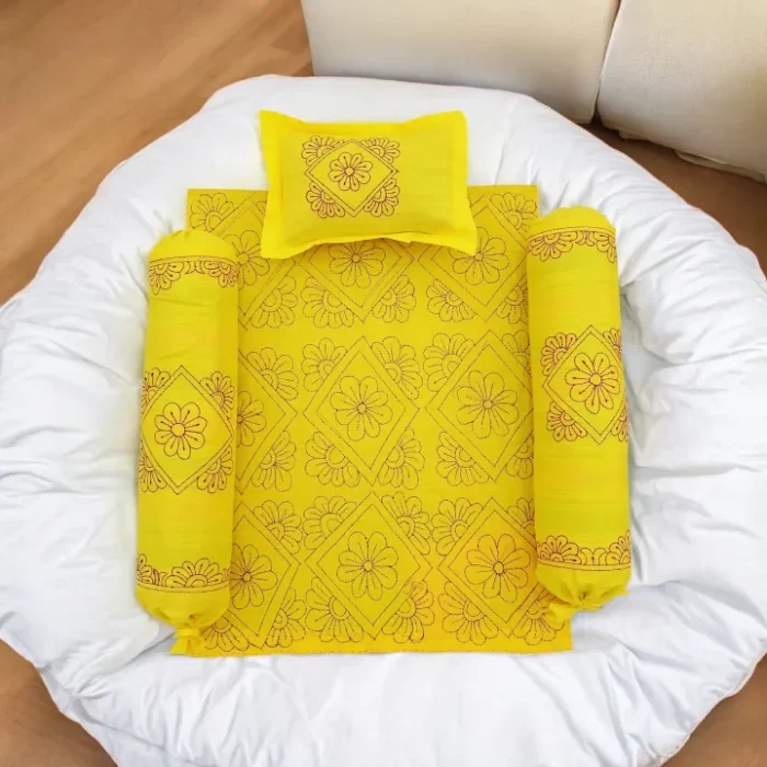 Handmade Nakshi Katha Set (4 Pcs) | Soft Cotton Baby Bedding Set