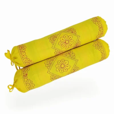 Handmade Nakshi Katha Set (4 Pcs) | Soft Cotton Baby Bedding Set | Bright Yellow | Suta.bd