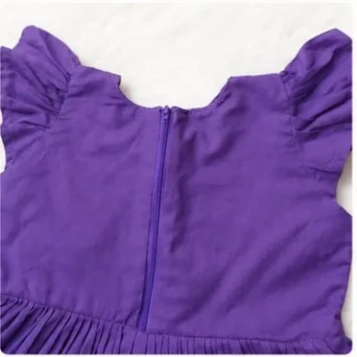 Purple Daisy Flower Embroidery Baby Girl Dress | Handmade Cotton Frock